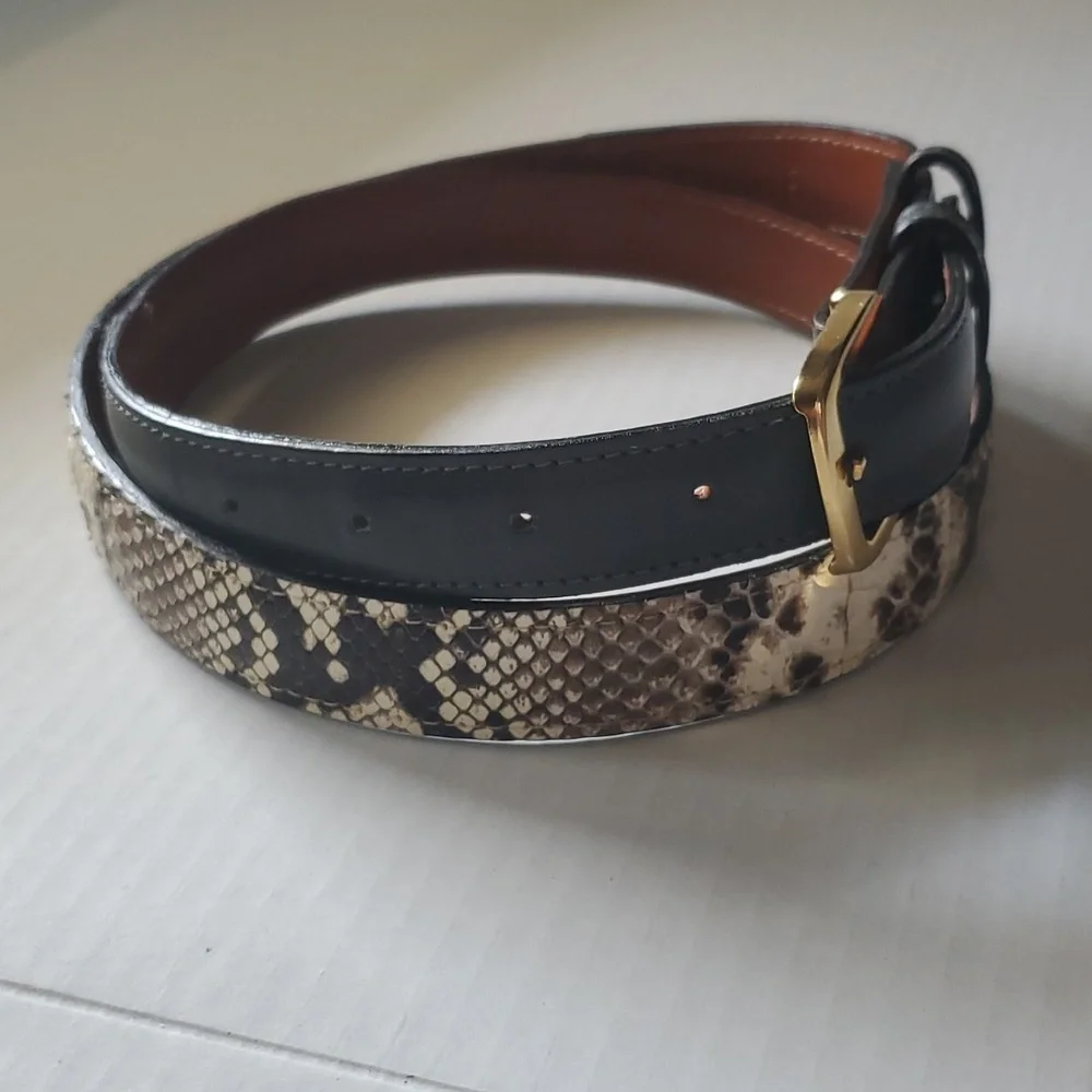 Snakeskin Genuine Leather Belt  sz 38 - Picture 3 of 13